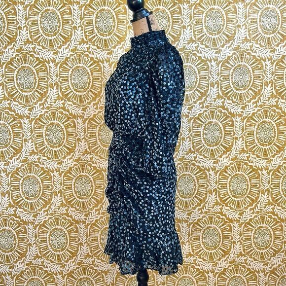 NWT Shoshanna Cassia Dot Velvet Burnout Long Sleeve Mini Dress in Jet/Olive Sz 4 - Picture 12 of 16